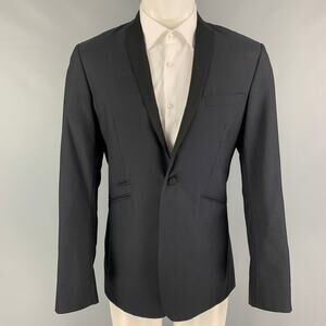 SPENCER HART Size 38 Black Wool Mohair Tuxedo Sport Coat